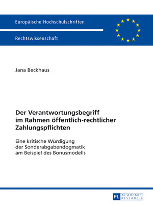 cover image of Der Verantwortungsbegriff im Rahmen oeffentlich-rechtlicher Zahlungspflichten